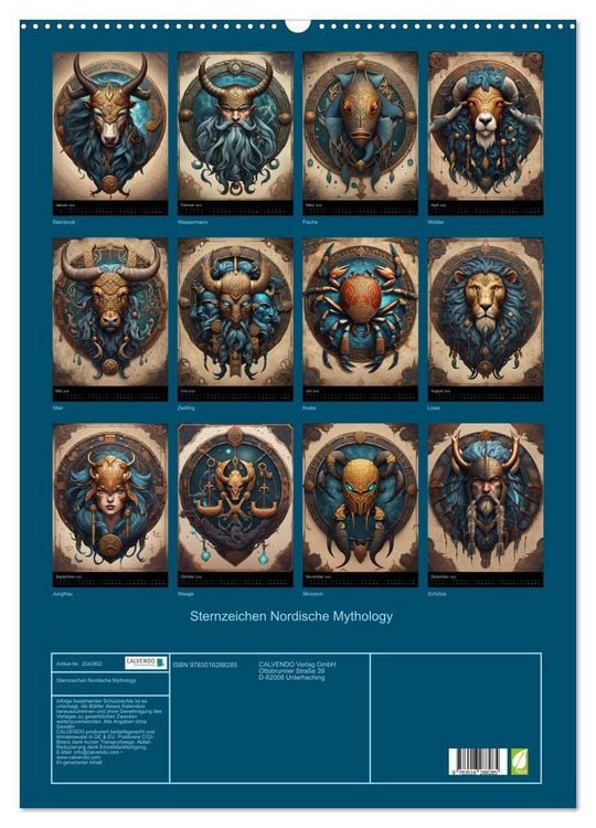 Produktbild: Sternzeichen Nordische Mythology (Wandkalender 2026 DIN A2 hoch), CALVENDO Monatskalender
