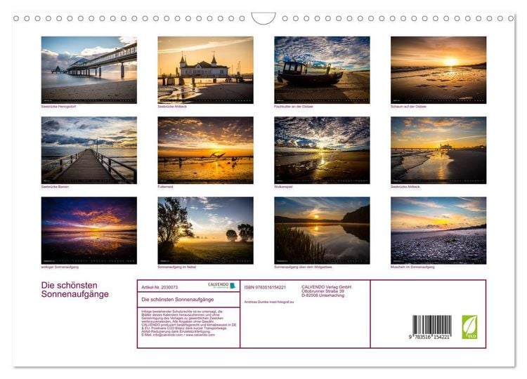 Produktbild: Die sch&ouml;nsten Sonnenaufg&auml;nge (Wandkalender 2026 DIN A3 quer), CALVENDO Monatskalender