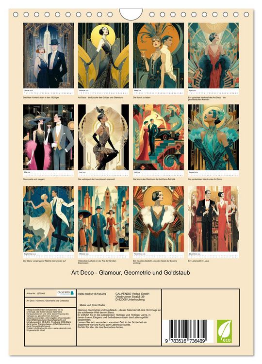 Produktbild: Art Deco - Glamour, Geometrie und Goldstaub (Wandkalender 2026 DIN A4 hoch), CALVENDO Monatskalender