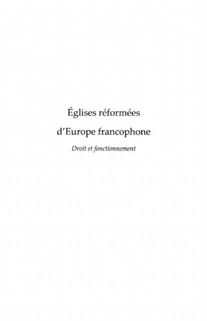 Produktbild: Eglises reformees d'europe francophone - droit et fonctionne