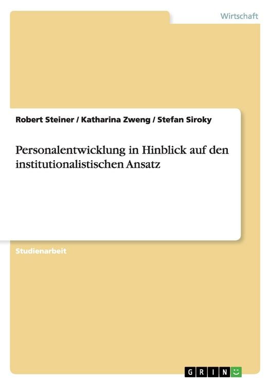 Produktbild: Personalentwicklung in Hinblick auf den institutionalistischen Ansatz