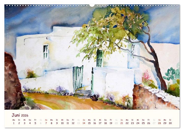 Produktbild: Lanzarote und Teneriffa - Aquarelle (Wandkalender 2026 DIN A2 quer), CALVENDO Monatskalender