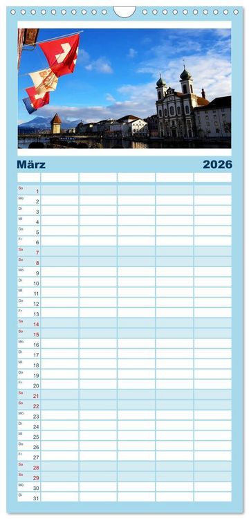 Produktbild: Familienplaner 2026 - Luzern, die Stadt im Zentrum der Schweiz mit 5 Spalten (Wandkalender, 21 x 45 cm) CALVENDO