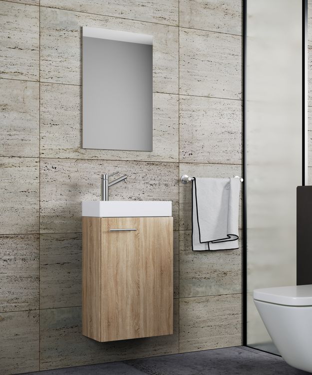 Produktbild: 3-tlg G&auml;ste WC Waschplatz Waschtisch Slito Spiegel