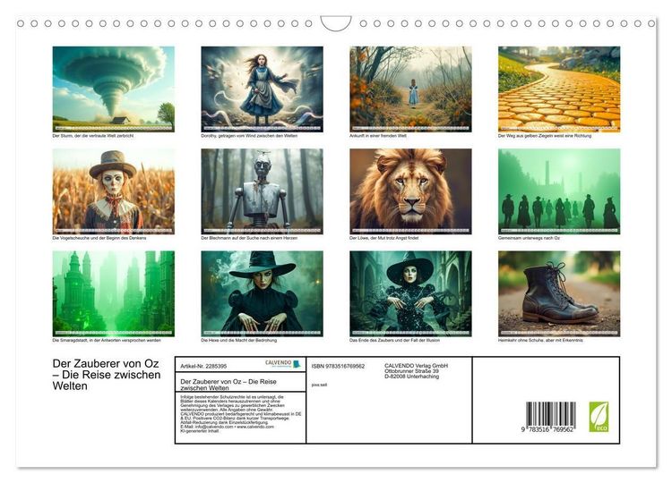 Produktbild: Der Zauberer von Oz &ndash; Die Reise zwischen Welten (Wandkalender 2027 DIN A3 quer), CALVENDO Monatskalender