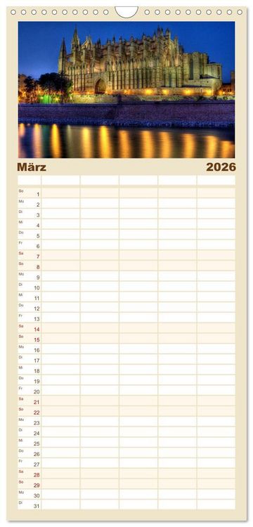 Produktbild: Familienplaner 2026 - Mallorca - Mallorquinische Tr&auml;ume mit 5 Spalten (Wandkalender, 21 x 45 cm) CALVENDO