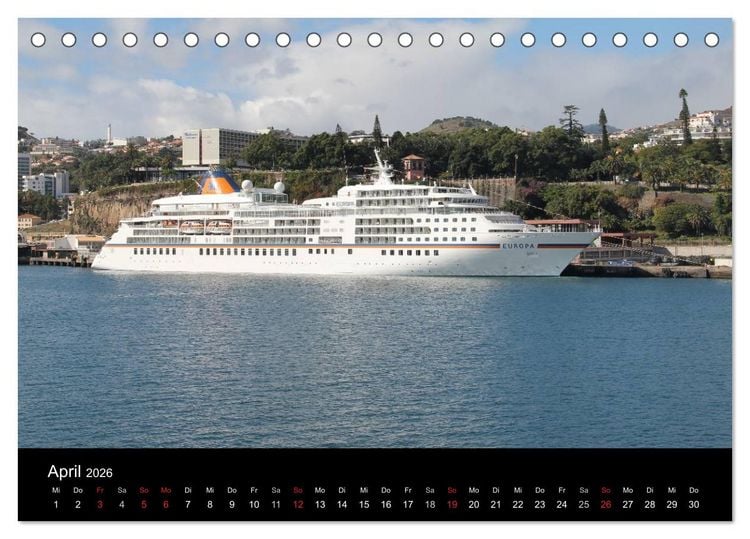 Produktbild: Kreuzfahrtschiffe in Europa (Tischkalender 2026 DIN A5 quer), CALVENDO Monatskalender