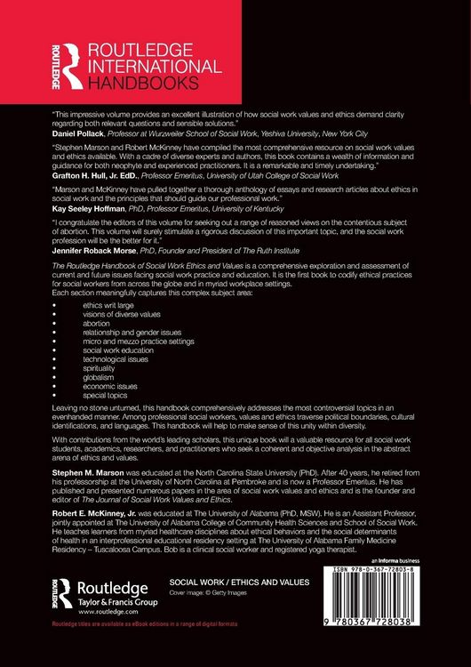 Produktbild: The Routledge Handbook of Social Work Ethics and Values