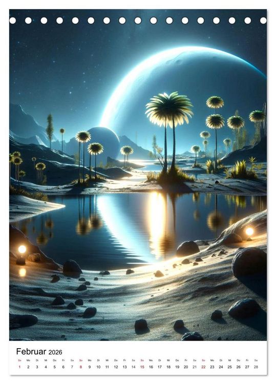 Produktbild: Astronomie Visionen - Ein von KI erschaffenes Panorama des Kosmos (Tischkalender 2026 DIN A5 hoch), CALVENDO Monatskalender