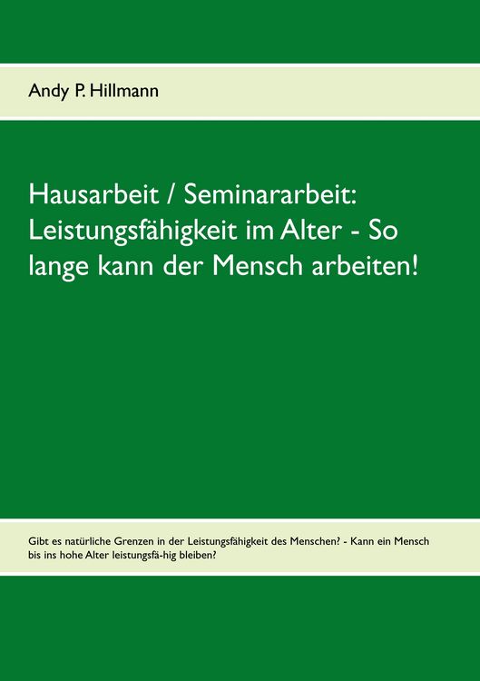 Produktbild: Leistungsf&auml;higkeit im Alter - So lange kann der Mensch arbeiten!
