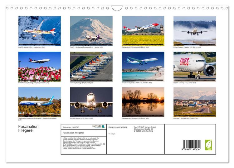 Produktbild: Faszination Fliegerei (Wandkalender 2026 DIN A3 quer), CALVENDO Monatskalender