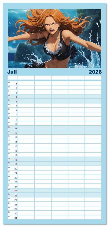 Produktbild: Familienplaner 2026 - Anime Piraten - Waifu Edition mit 5 Spalten (Wandkalender, 21 x 45 cm) CALVENDO