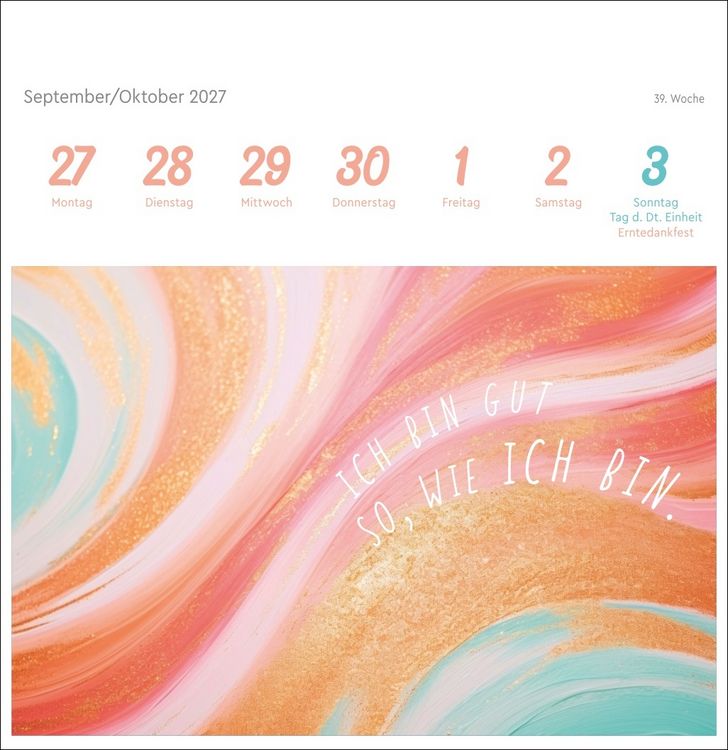Produktbild: Ich bin einzigartig und wertvoll Premium-Postkartenkalender 2027 - 53 Affirmationskarten f&uuml;r das Jahr