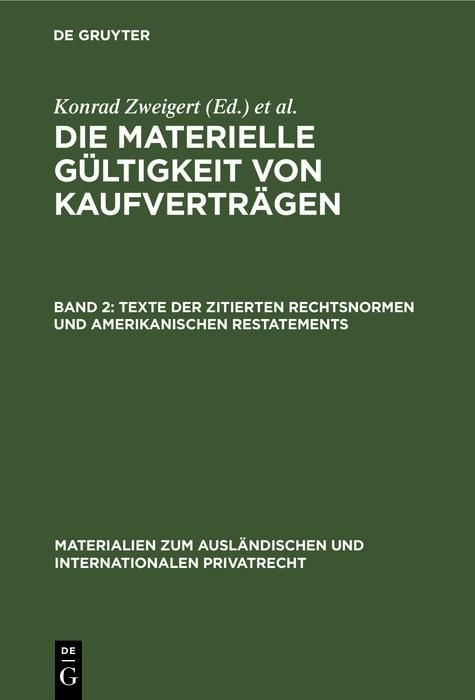Produktbild: Texte der zitierten Rechtsnormen und amerikanischen Restatements