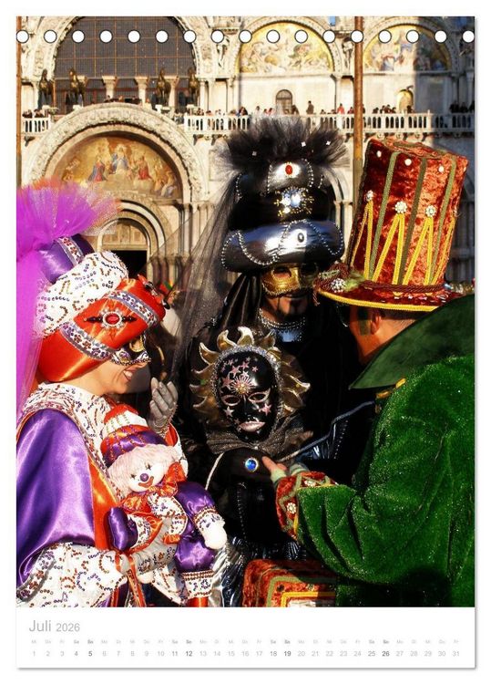 Produktbild: Masken der Sehnsucht - Karneval in Venedig (Tischkalender 2026 DIN A5 hoch), CALVENDO Monatskalender