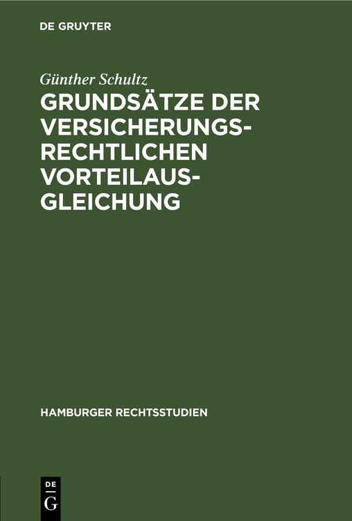 Produktbild: Grunds&auml;tze der versicherungsrechtlichen Vorteilausgleichung