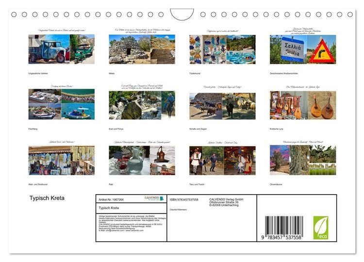 Produktbild: Typisch Kreta (Wandkalender 2026 DIN A4 quer), CALVENDO Monatskalender