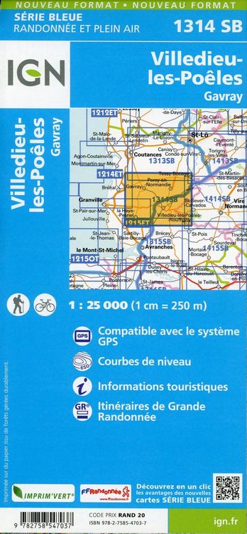Produktbild: Villedieu-Les-Po&euml;les.Gavray 1:25 000