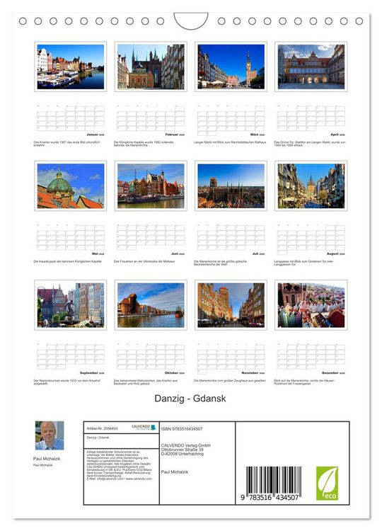 Produktbild: Danzig - Gdansk (Wandkalender 2026 DIN A4 hoch), CALVENDO Monatskalender