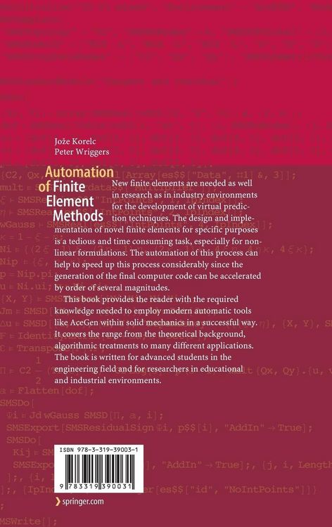Produktbild: Automation of Finite Element Methods