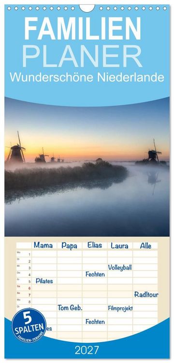 Produktbild: Familienplaner 2027 - Wundersch&ouml;ne Niederlande mit 5 Spalten (Wandkalender, 21 x 45 cm) CALVENDO