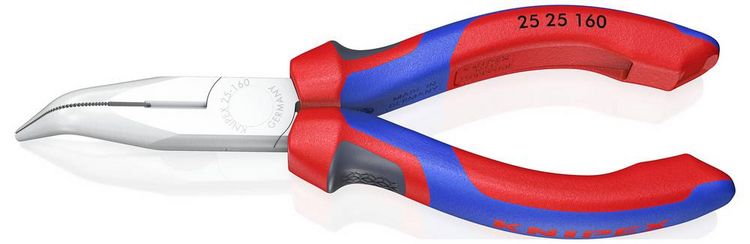 Produktbild: Knipex 25 25 160 Elektronik- u. Feinmechanik Flachrundzange 40&deg; gebogen Chrom-Vanadium Stahl 160 mm