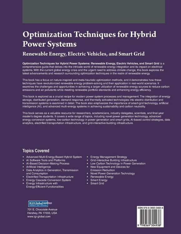 Produktbild: Optimization Techniques for Hybrid Power Systems