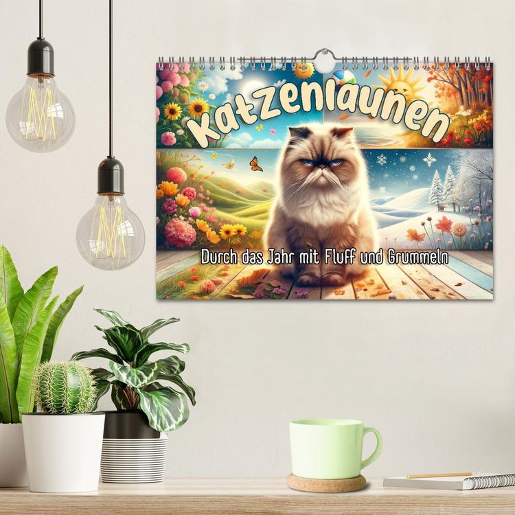 Produktbild: Katzenlaunen - Durch das Jahr mit Fluff und Grummeln (Wandkalender 2026 DIN A4 quer), CALVENDO Monatskalender