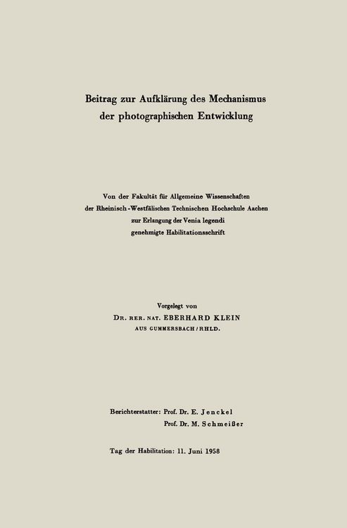 Produktbild: Beitrag zur Aufkl&auml;rung des Mechanismus der photographischen Entwicklung