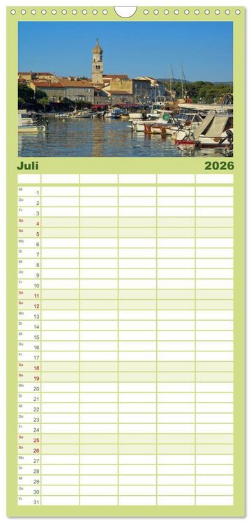 Produktbild: Familienplaner 2026 - Kvarner Golf - Kroatien mit 5 Spalten (Wandkalender, 21 x 45 cm) CALVENDO