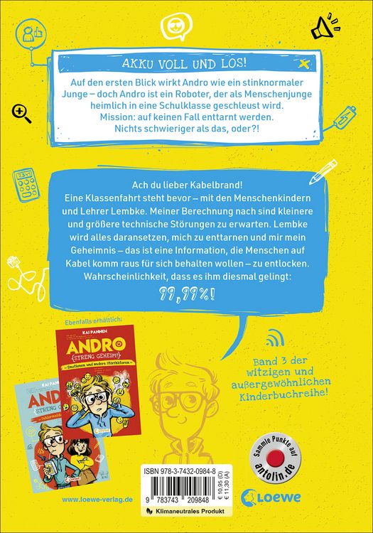 Produktbild: Andro, streng geheim! (Band 3) - Kurzschluss auf Klassenfahrt
