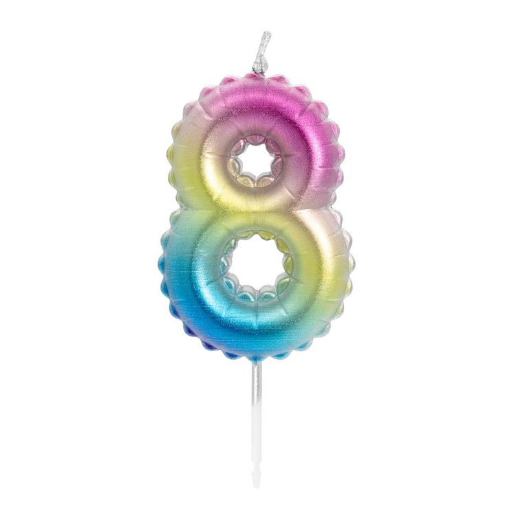 Produktbild: Idena Zahlenkerze 8 Regenbogen metallic