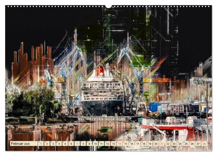 Produktbild: Hamburg abstrakt (hochwertiger Premium Wandkalender 2026 DIN A2 quer), Kunstdruck in Hochglanz