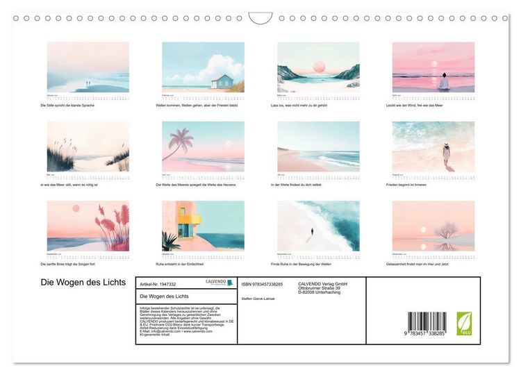 Produktbild: Die Wogen des Lichts (Wandkalender 2026 DIN A3 quer), CALVENDO Monatskalender