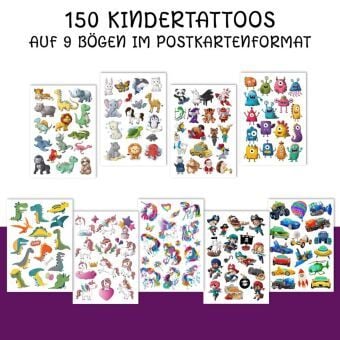 Produktbild: 150 hautfreundliche Kindertattoos &ndash; Thema: Bunter Mix
