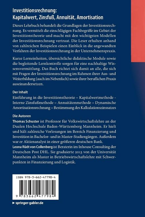 Produktbild: Investitionsrechnung: Kapitalwert, Zinsfu&szlig;, Annuit&auml;t, Amortisation