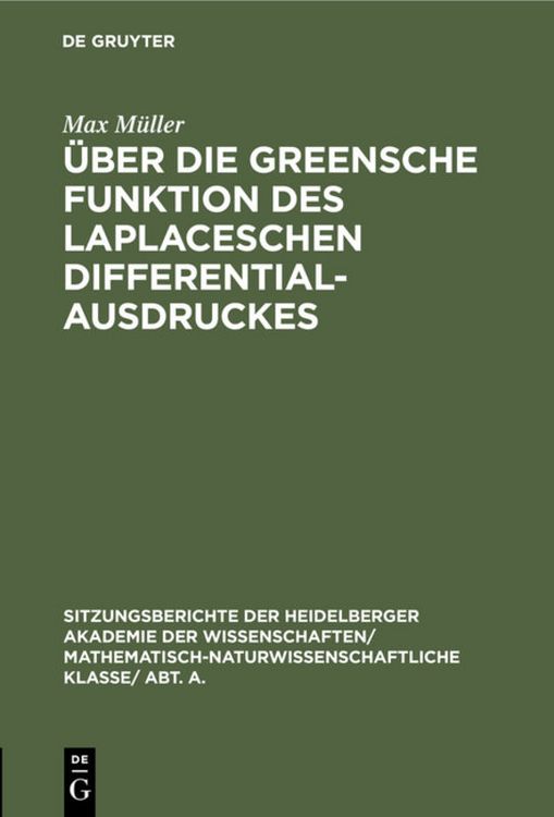 Produktbild: &Uuml;ber die Greensche Funktion des Laplaceschen Differentialausdruckes