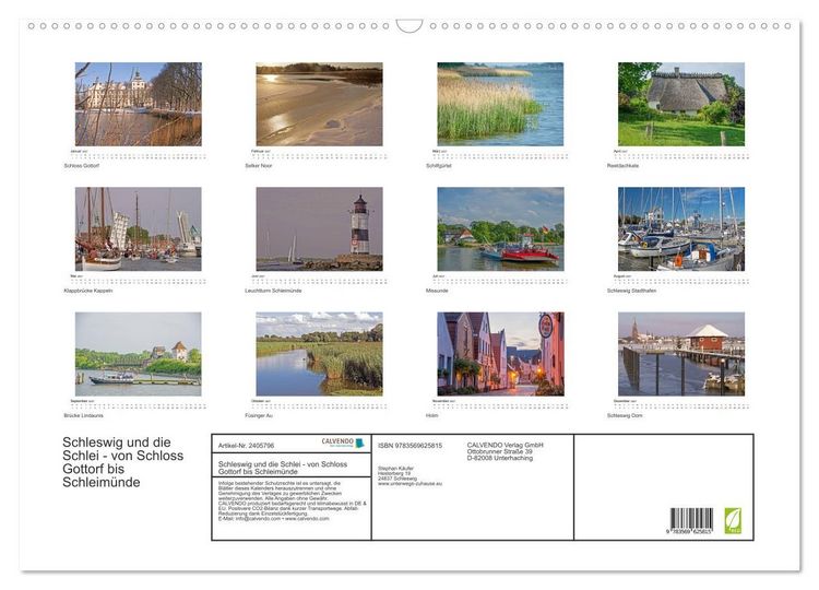 Produktbild: Schleswig und die Schlei - von Schloss Gottorf bis Schleim&uuml;nde (Wandkalender 2027 DIN A2 quer), CALVENDO Monatskalender