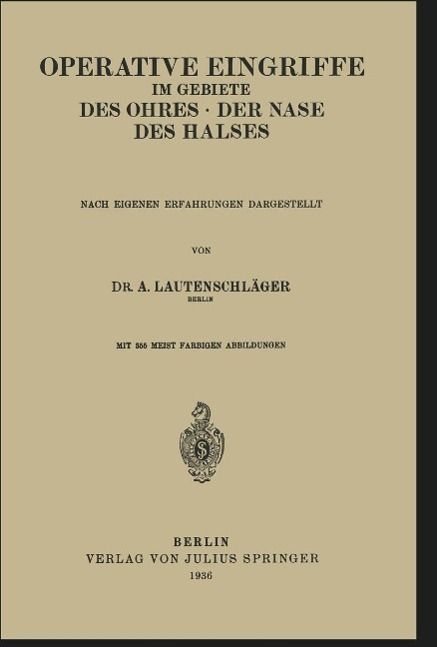 Produktbild: Operative Eingriffe im Gebiete des Ohres &middot; der Nase &middot; des Halses