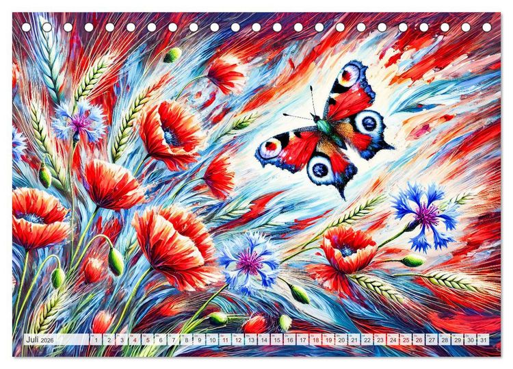 Produktbild: Schmetterlinge und ihre Blumenfreunde in lebhaften Farben (Tischkalender 2026 DIN A5 quer), CALVENDO Monatskalender