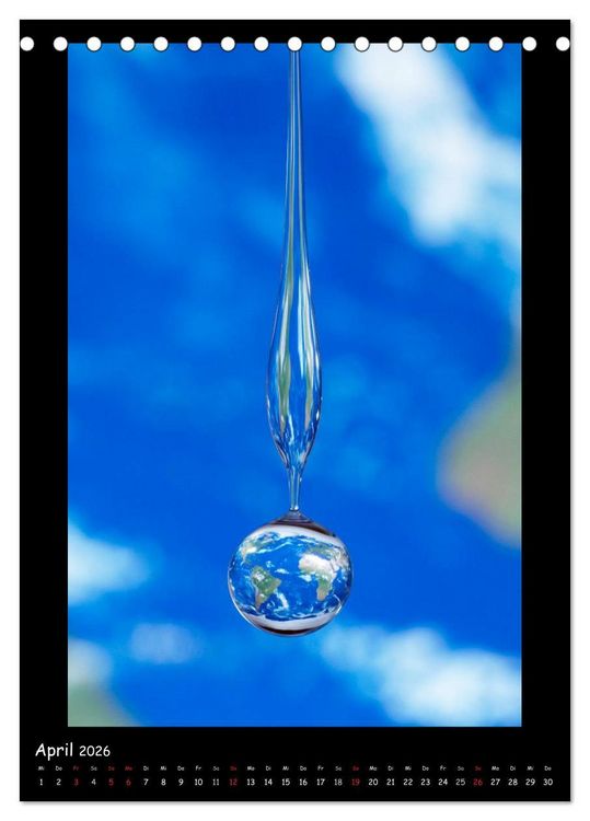 Produktbild: Au&szlig;ergew&ouml;hnliche Kunst - Wasser Tropfenfotografie (Tischkalender 2026 DIN A5 hoch), CALVENDO Monatskalender