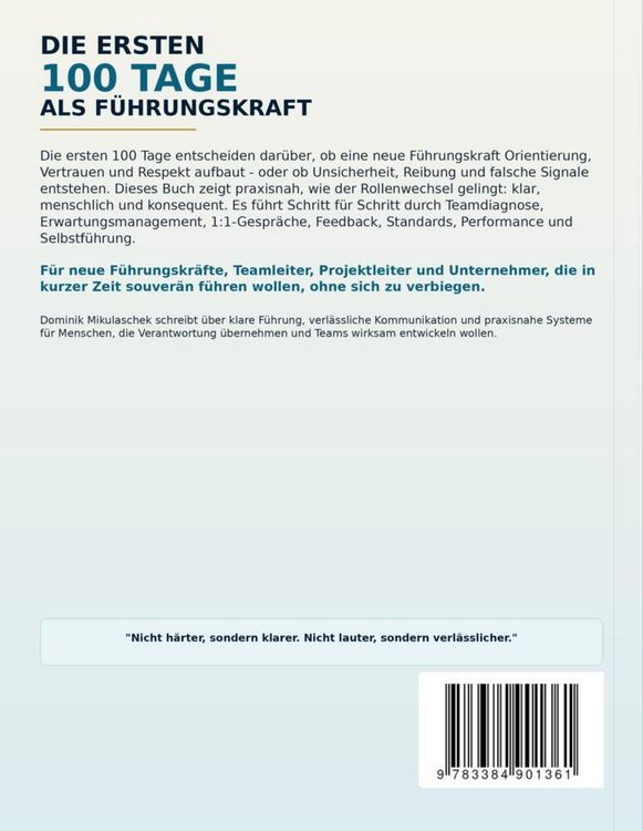 Produktbild: Mikulaschek, D: Die ersten 100 Tage als F&uuml;hrungskraft