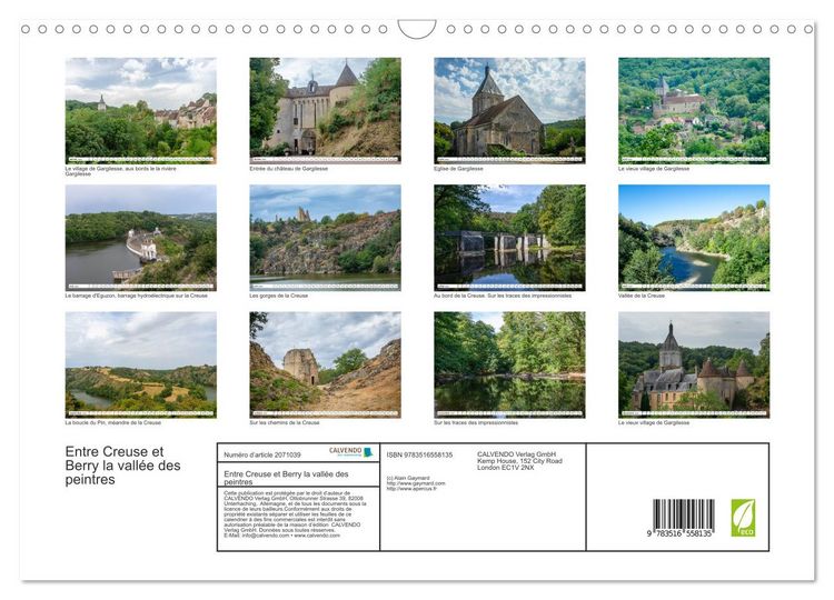 Produktbild: Entre Creuse et Berry la vall&eacute;e des peintres (Calendrier mural 2026 DIN A3 vertical), CALVENDO calendrier mensuel