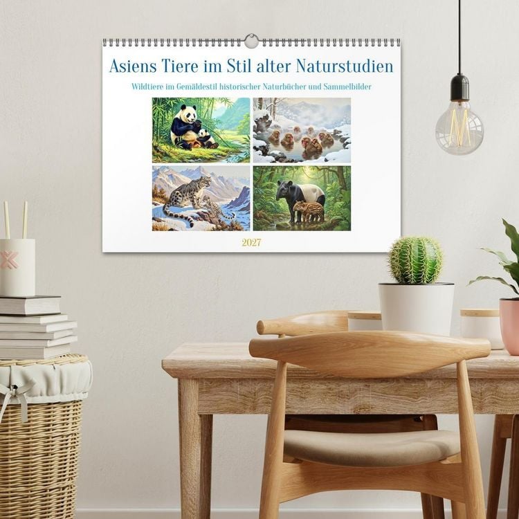 Produktbild: Asiens Tiere im Stil alter Naturstudien (Wandkalender 2027 DIN A3 quer), CALVENDO Monatskalender