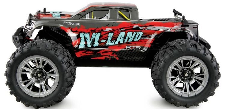 Produktbild: Amewi M-Land Rot Brushed 1:16 RC Einsteiger Modellauto Elektro Monstertruck Allradantrieb (4WD) RtR 2,4 GHz