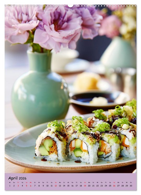 Produktbild: Sushi Kalender - Japanisches Essen f&uuml;r Sushi Liebhaber (hochwertiger Premium Wandkalender 2026 DIN A2 hoch), Kunstdruck in Hochglanz