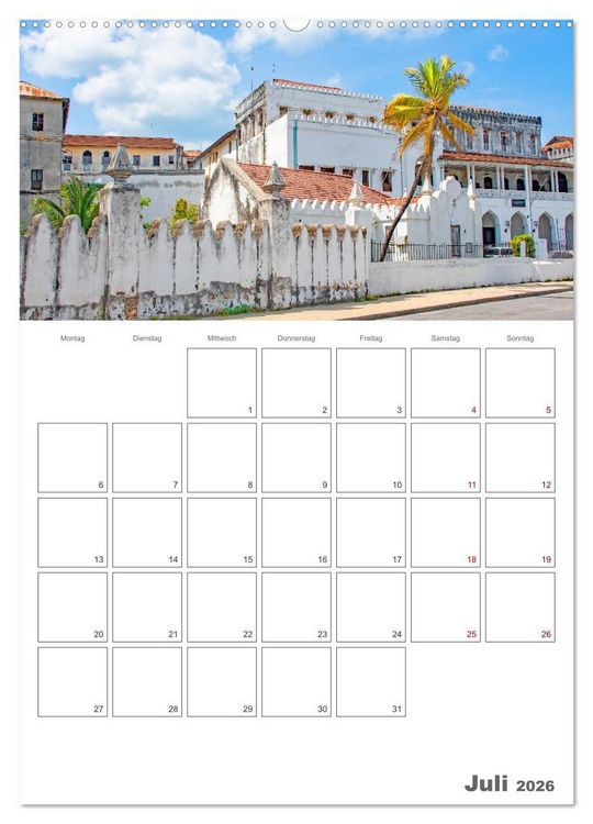 Produktbild: Sansibar - Reiseplaner (Wandkalender 2026 DIN A2 hoch), CALVENDO Monatskalender