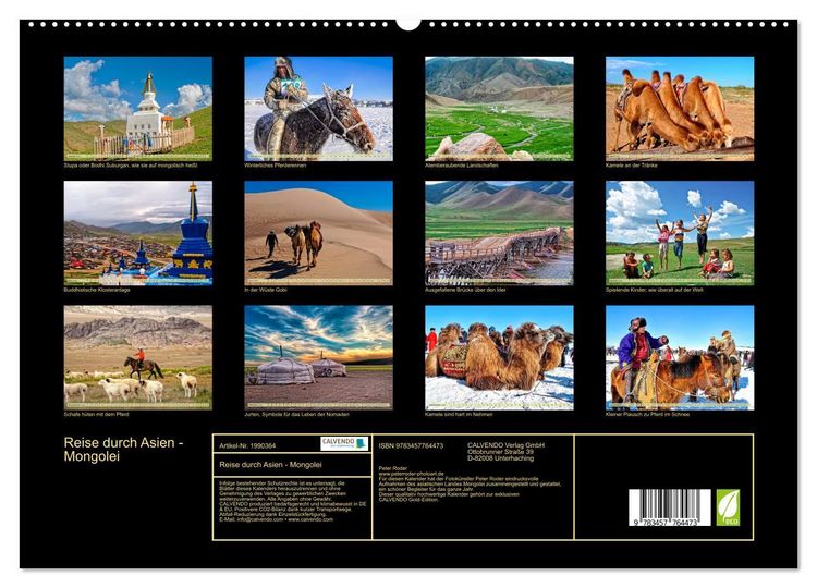 Produktbild: Reise durch Asien - Mongolei (hochwertiger Premium Wandkalender 2026 DIN A2 quer), Kunstdruck in Hochglanz