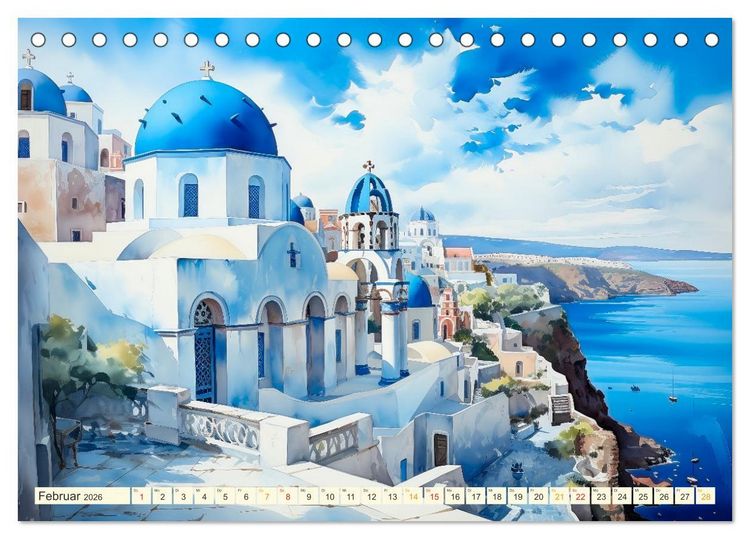 Produktbild: Santorini Inseltr&auml;ume (Tischkalender 2026 DIN A5 quer), CALVENDO Monatskalender