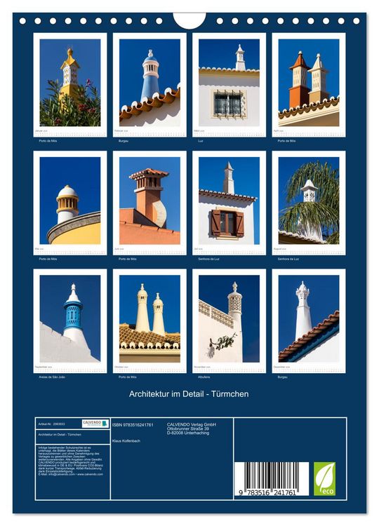 Produktbild: Architektur im Detail - T&uuml;rmchen (Wandkalender 2026 DIN A4 hoch), CALVENDO Monatskalender
